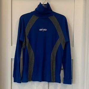 Blue and Gray Women's Turtleneck Top